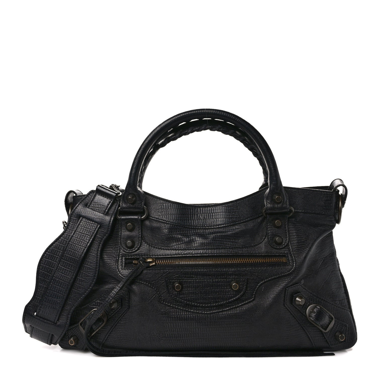 Balenciaga Calfskin Lizard Embossed Classic Hardware First Black 1 of 12