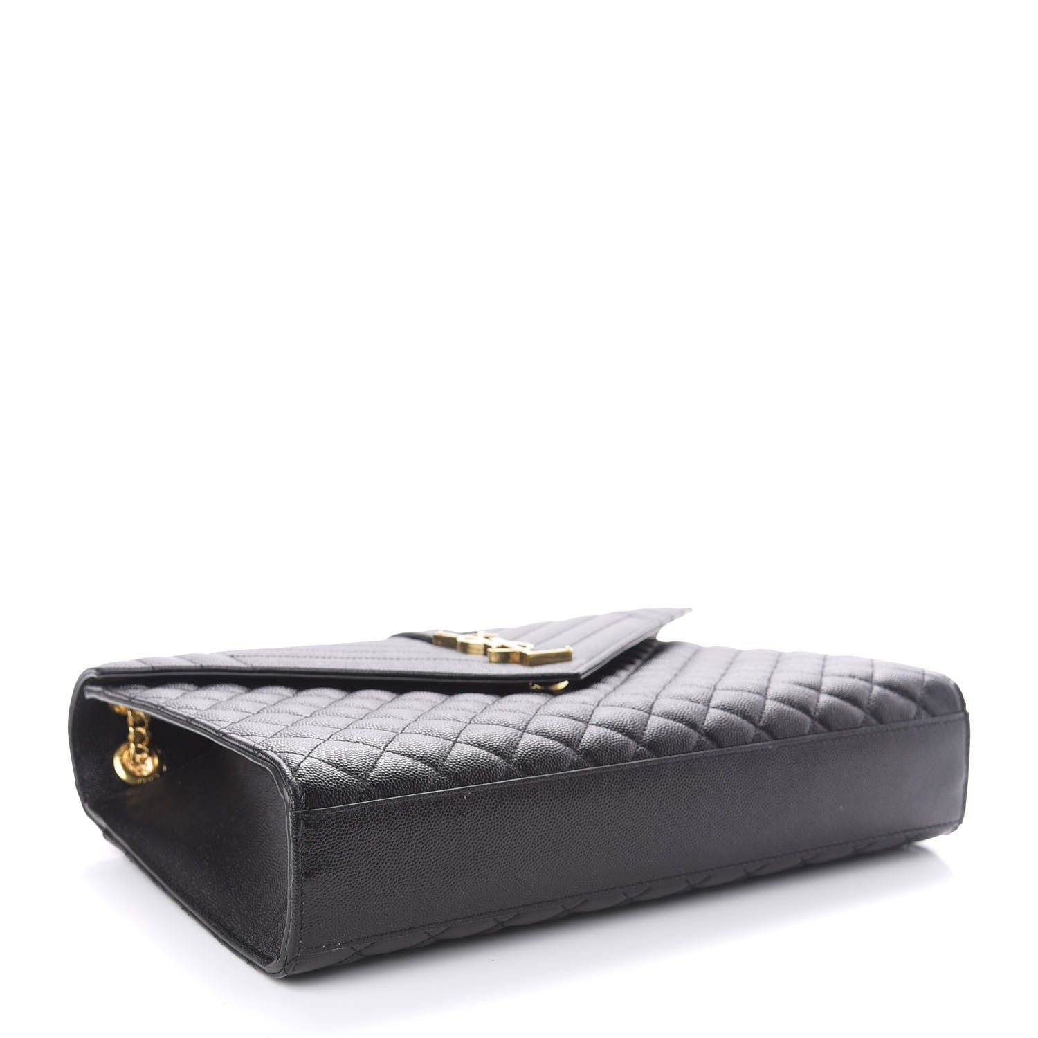 Saint Laurent Grain De Poudre Textured Mixed Matelasse Large Triquilt Monogram Satchel Black 4 of 10