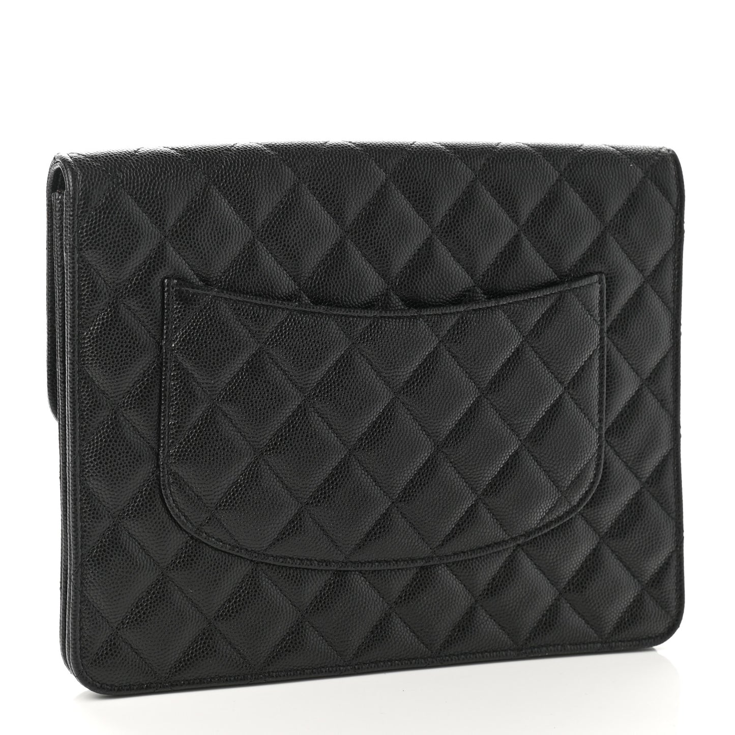 Caviar Quilted Square Flap Clutch Black