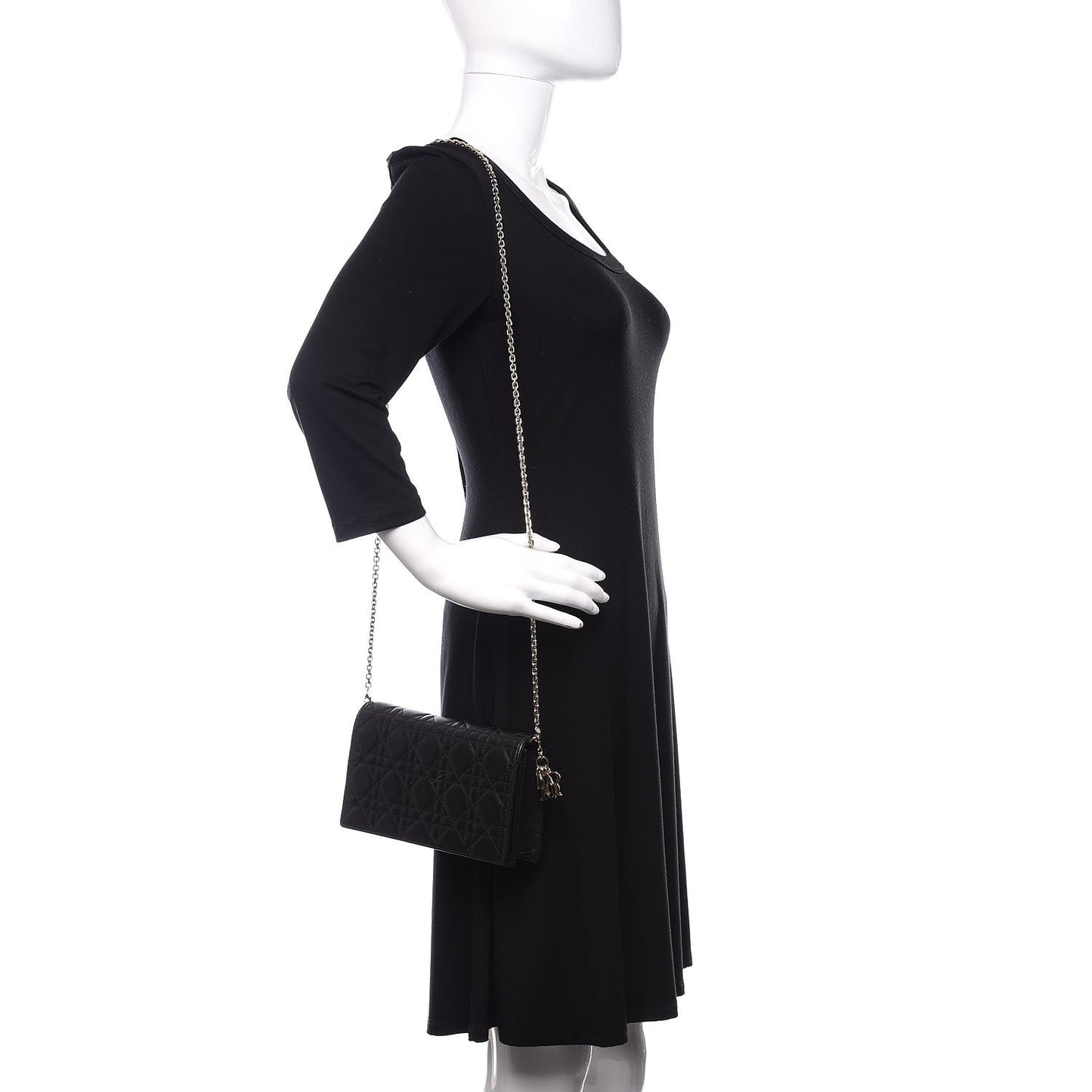 Lambskin Cannage Lady Dior Pouch Black