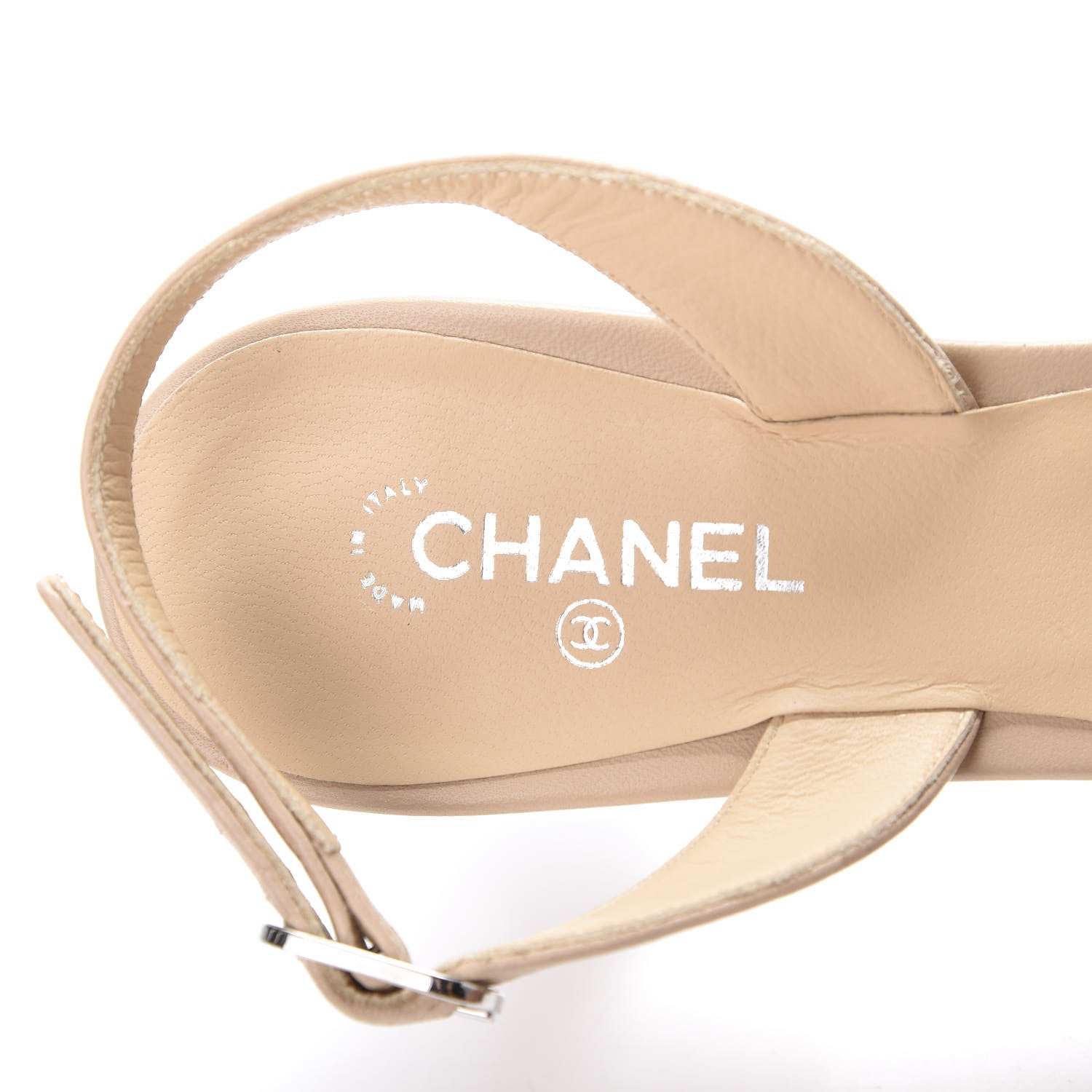 Chanel Lambskin Cap Toe CC Mary Jane Slingback Pumps 37 Beige Black 9 of 10