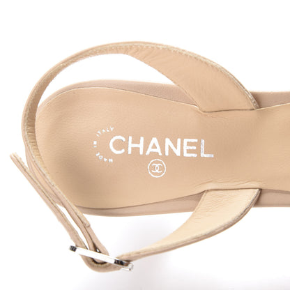 Chanel Lambskin Cap Toe CC Mary Jane Slingback Pumps 37 Beige Black 9 of 10