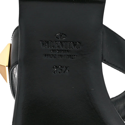 Valentino Garavani Calfskin Roman Stud Flat Slide Sandals 36.5 Black 6 of 9