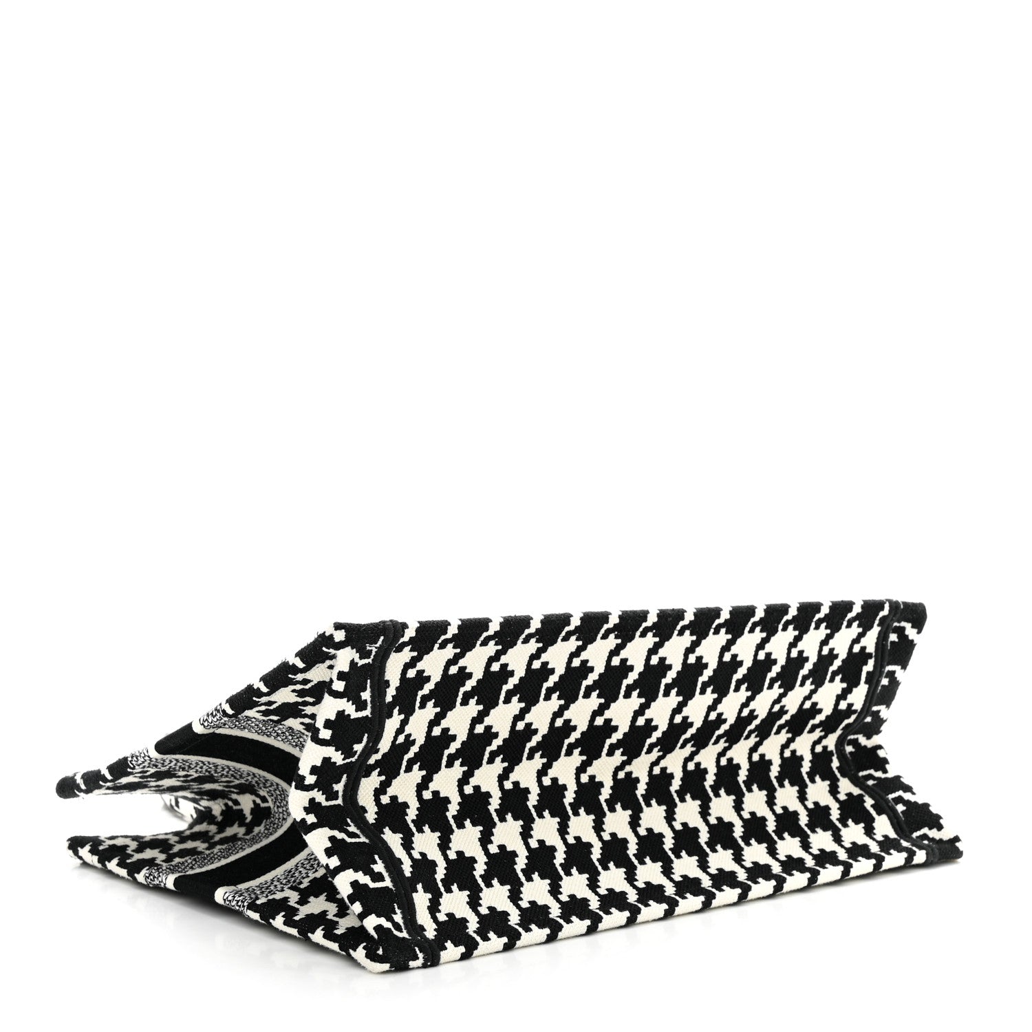 Christian Dior Canvas Macro Houndstooth Embroidered Medium Book Tote Black White 4 of 10