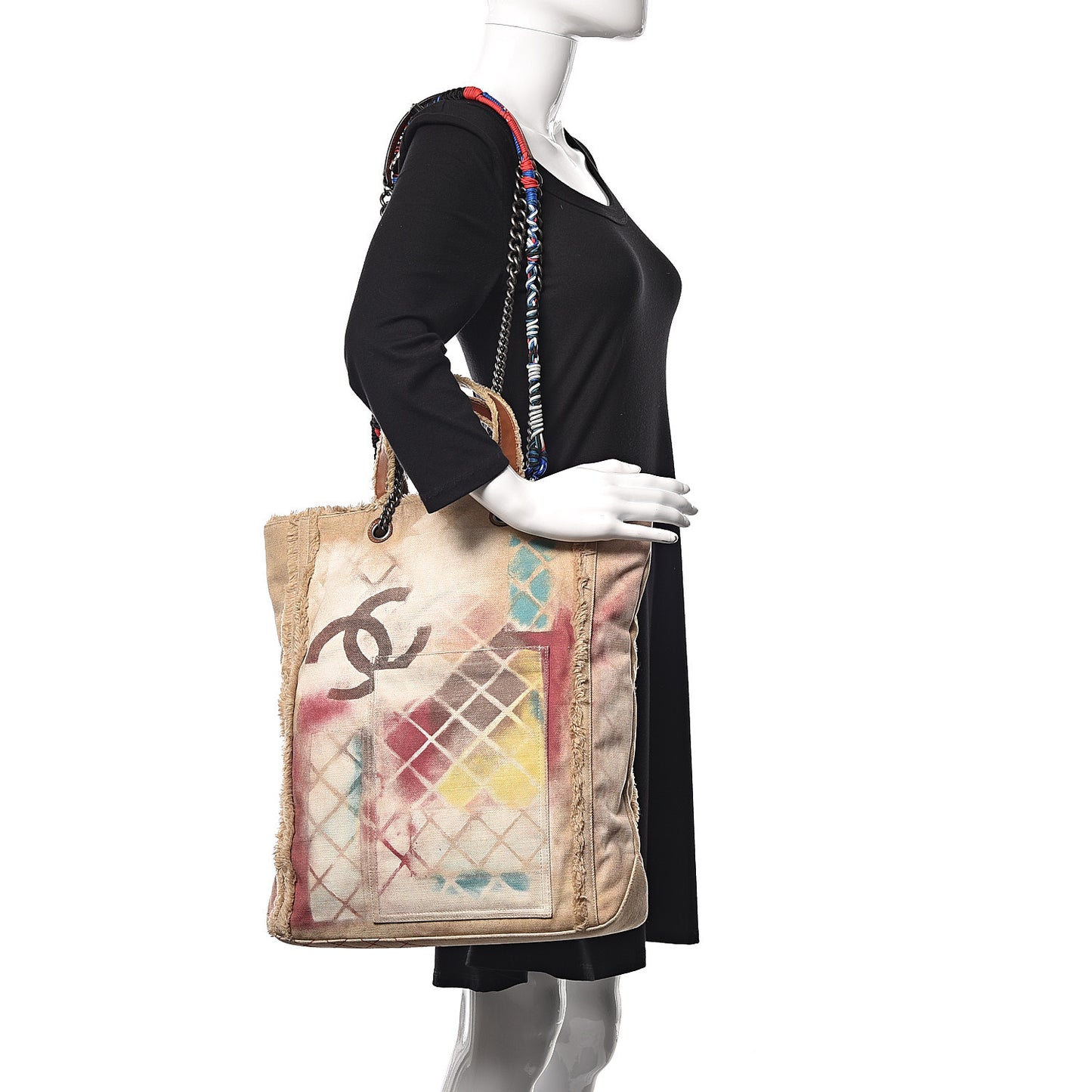 Canvas Large Graffiti Tote Beige