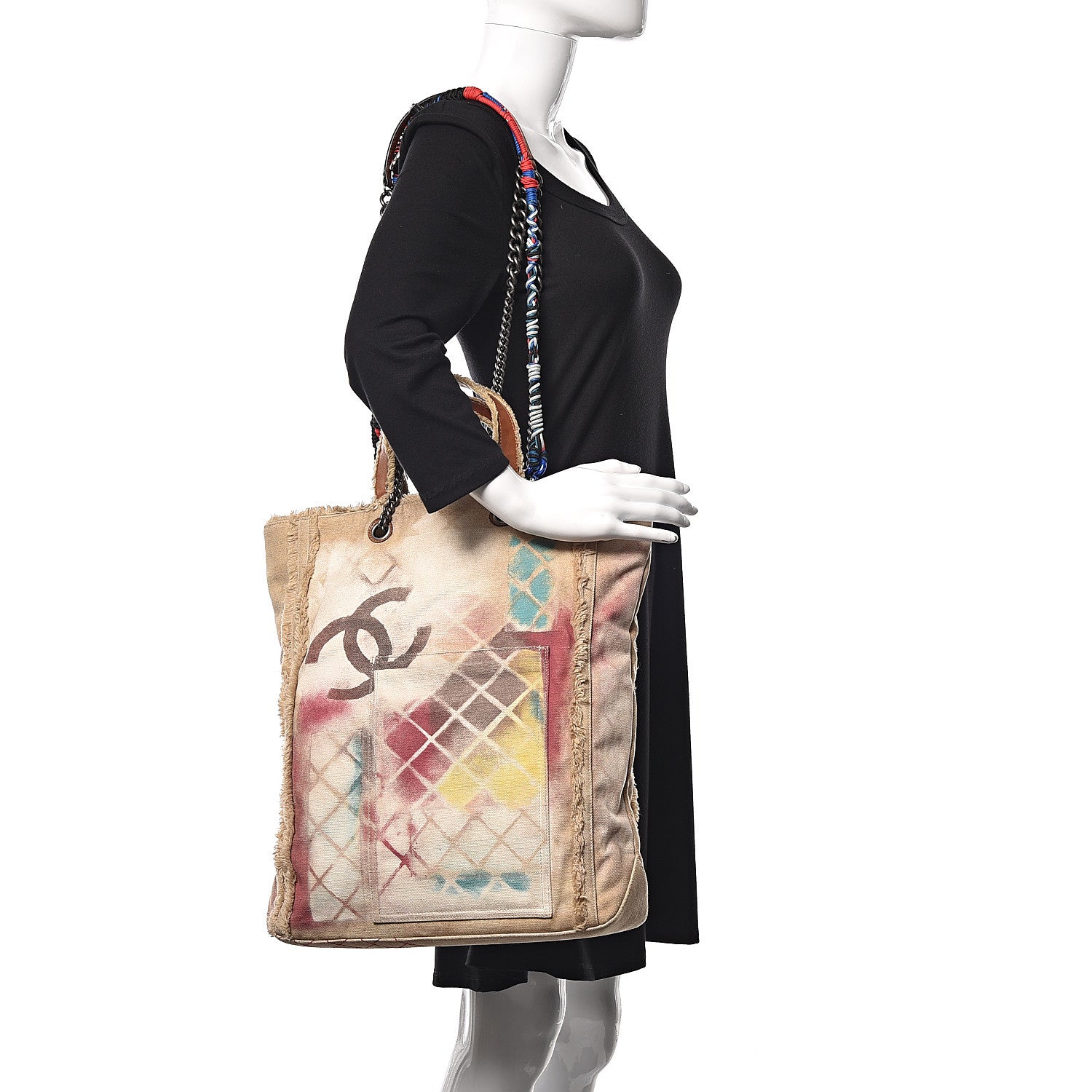 Chanel Canvas Large Graffiti Tote Beige 2 of 10