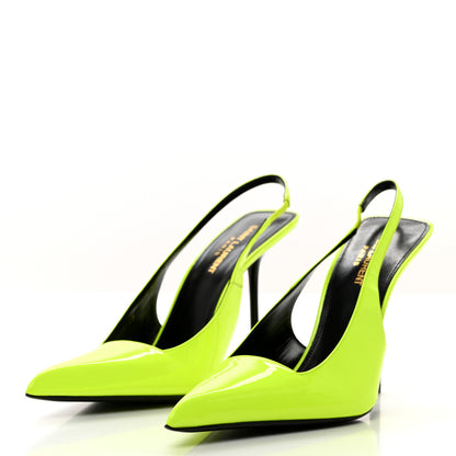 Saint Laurent Patent Paloma 105 Slingback Pump 40 Neon Yellow 3 of 12