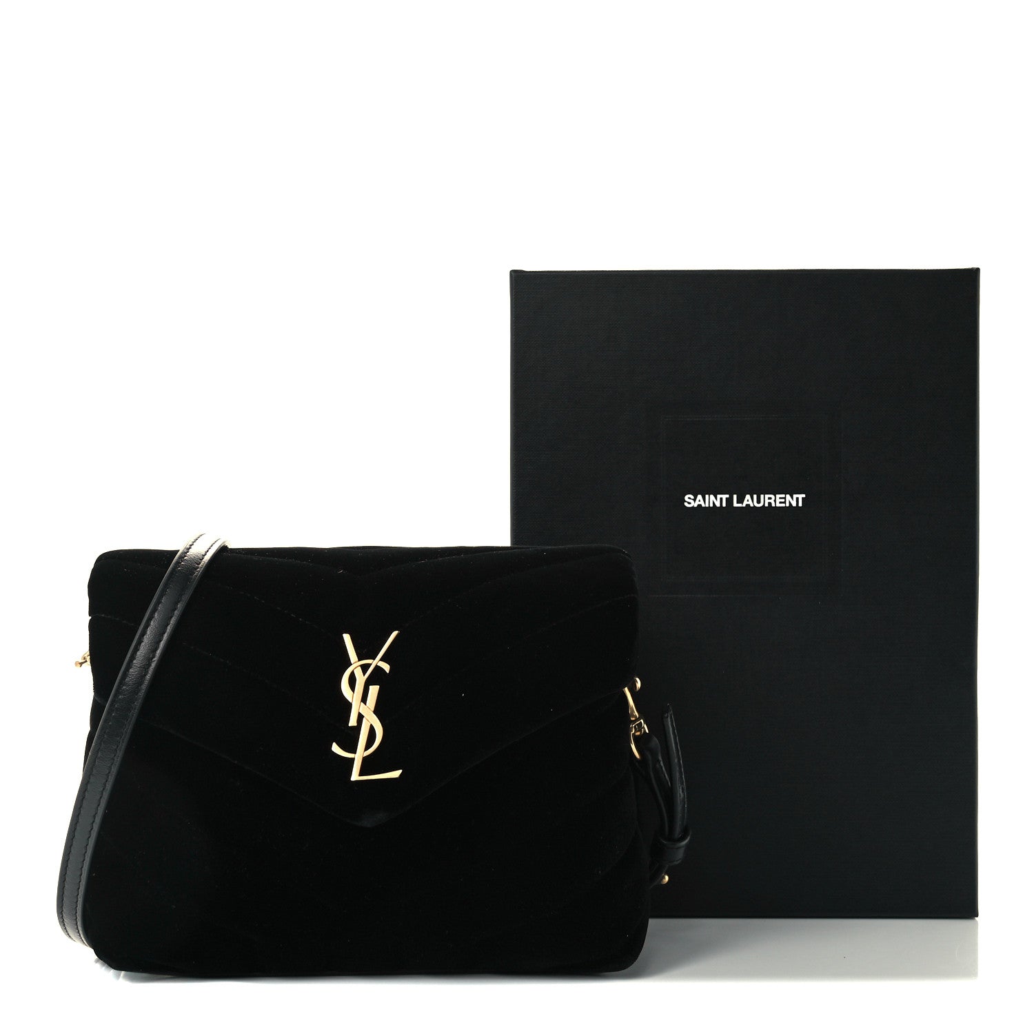 Saint Laurent Velvet Y Quilted Monogram Toy Loulou Chain Satchel French Black 12 of 12