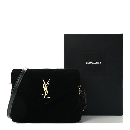 Saint Laurent Velvet Y Quilted Monogram Toy Loulou Chain Satchel French Black 12 of 12