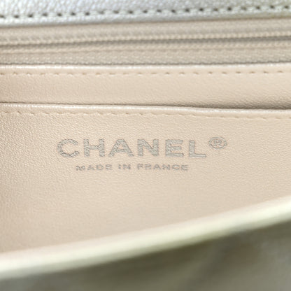 Chanel Metallic Goatskin Quilted Ombre Mini Rectangular Flap Grey Green 6 of 10