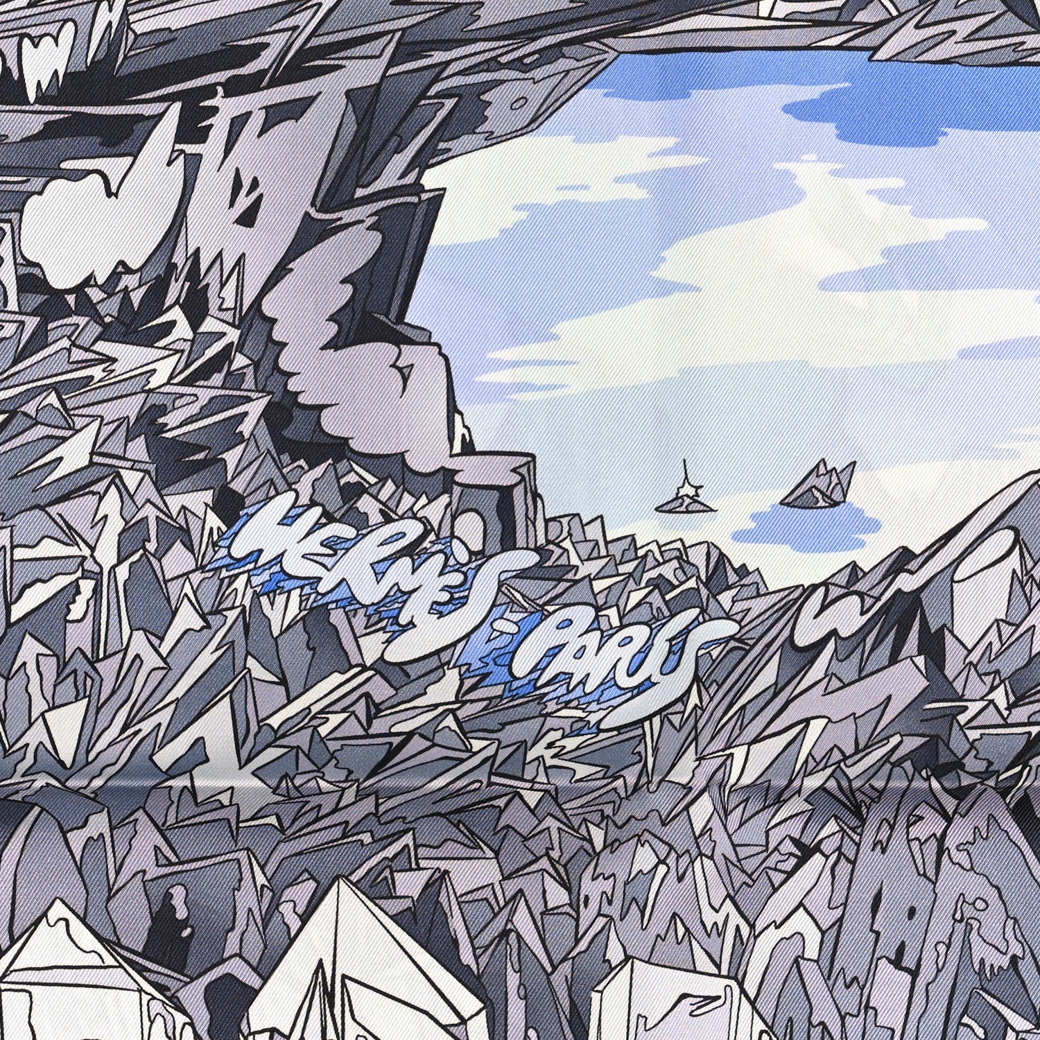 Hermes Silk La Vallee de Cristal 90 Shawl Gris Parme Menthol 2 of 3