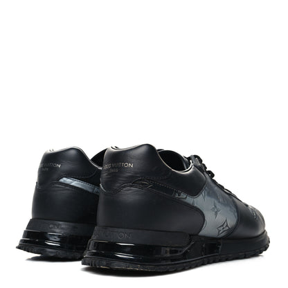 Louis Vuitton Iridescent Textile Monogram Calfskin Mens Run Away Sneakers 9 Black 4 of 8