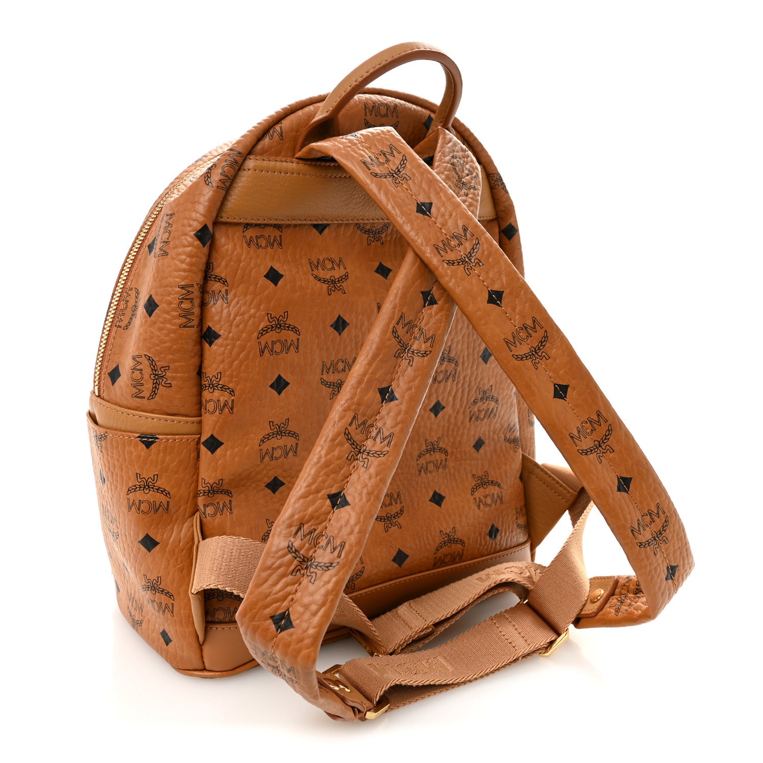 MCM Visetos Studded Small Dual Stark Backpack Cognac 1867901