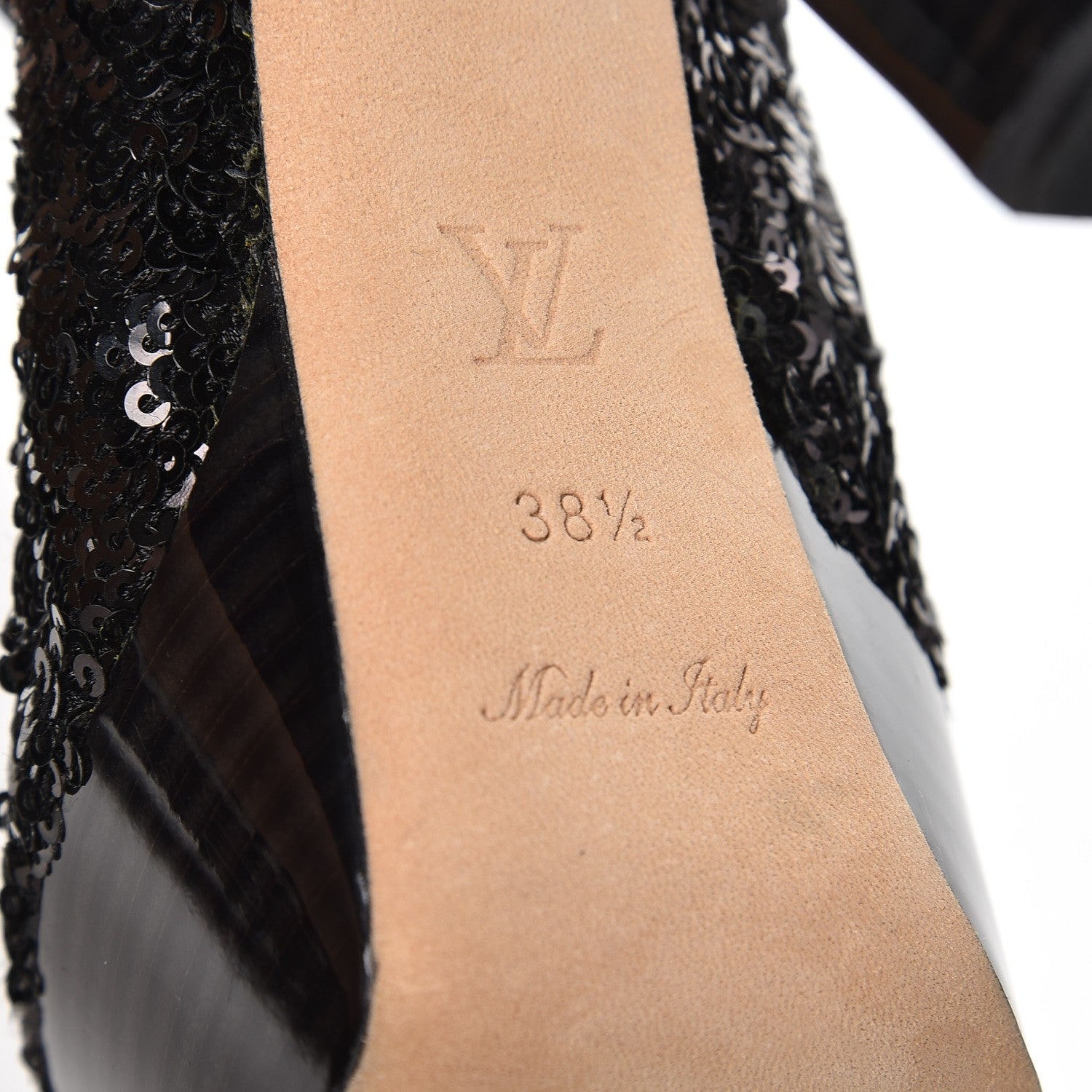 Louis Vuitton Sequin Peep Toe Tall Boots 38.5 Black 6 of 9