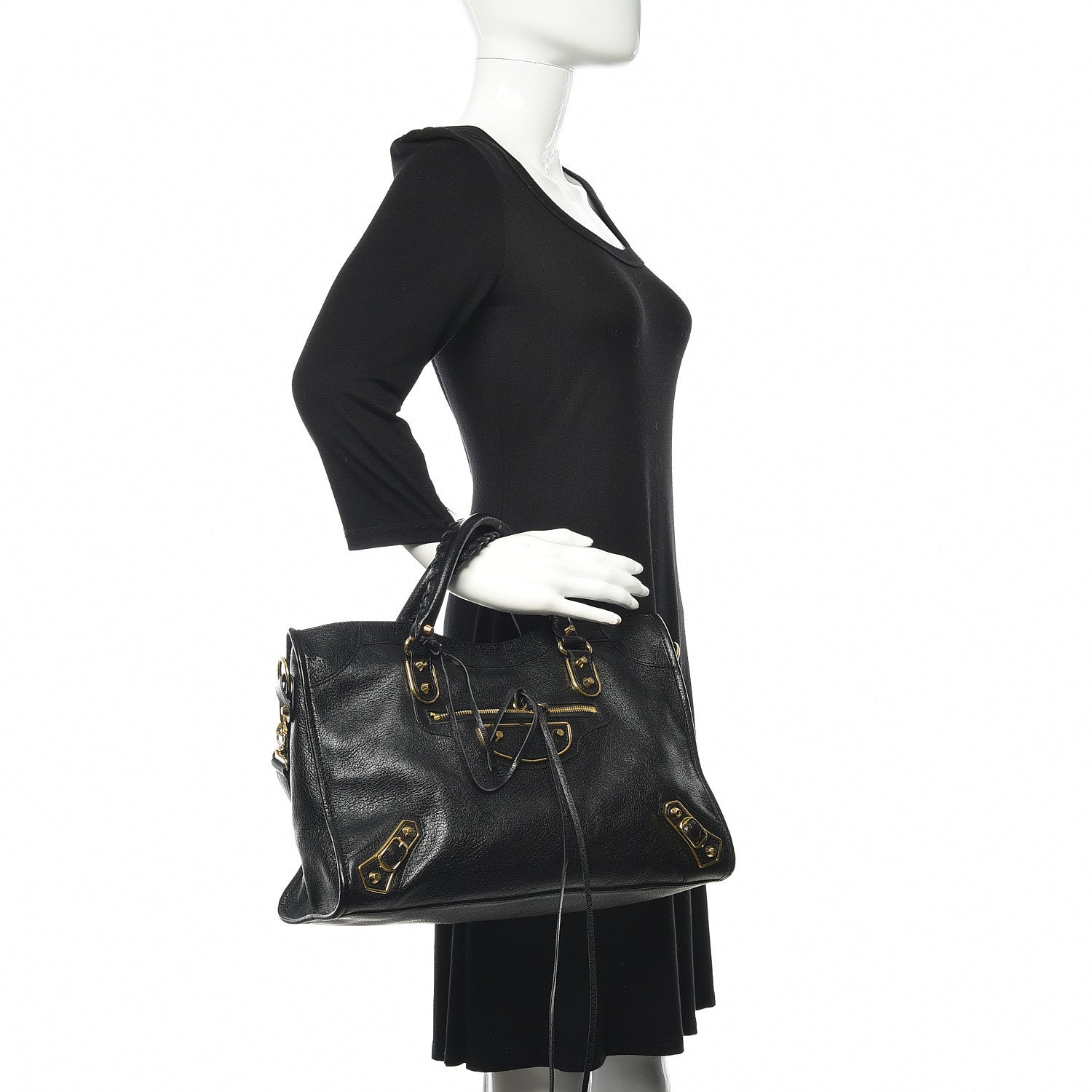 Balenciaga Chevre Gold Metallic Edge Hardware City Black 3 of 12