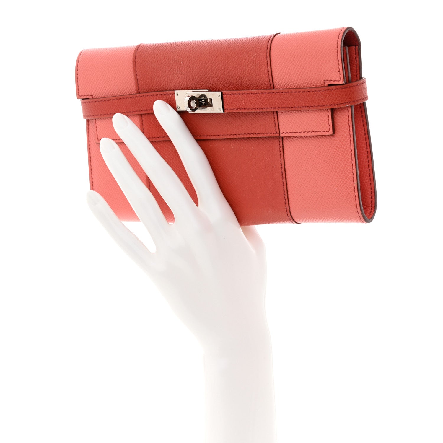 Hermes Epsom Flag Kelly Longue Wallet Corail Flamingo 2 of 9