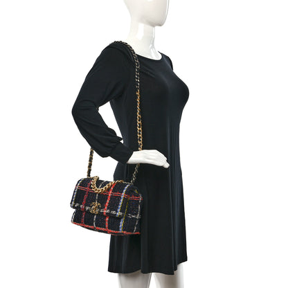 Chanel Tweed Quilted Medium Chanel 19 Flap Black Multicolor 2 of 11