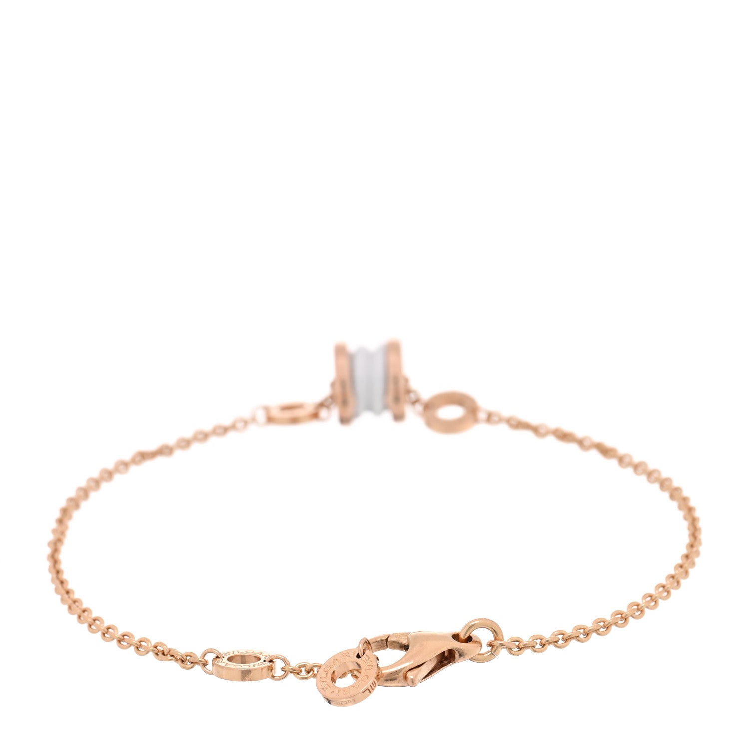 Bulgari 18K Rose Gold White Ceramic B.Zero1 Bracelet ML 2 of 3