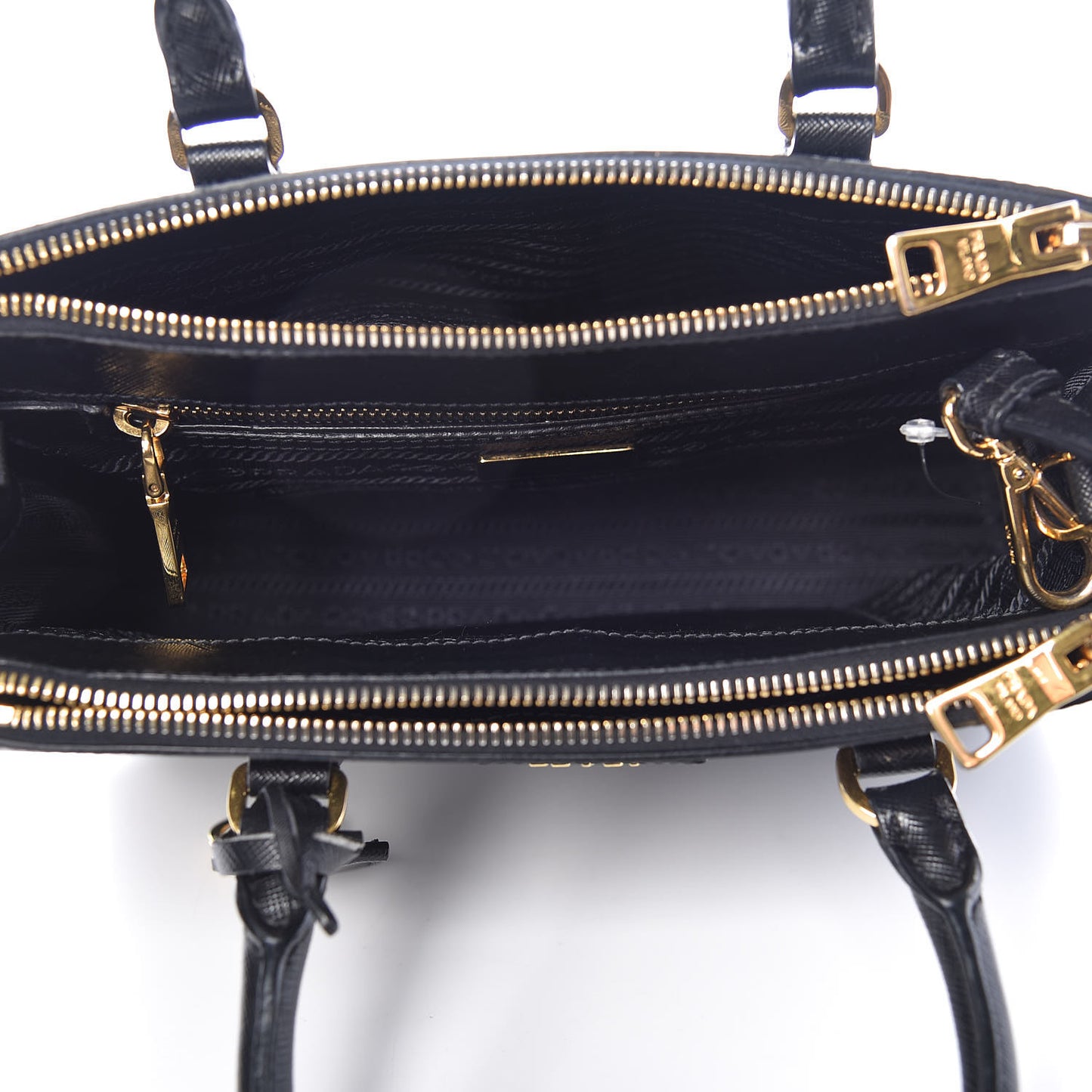 Saffiano Mini Galleria Double Zip Tote Black