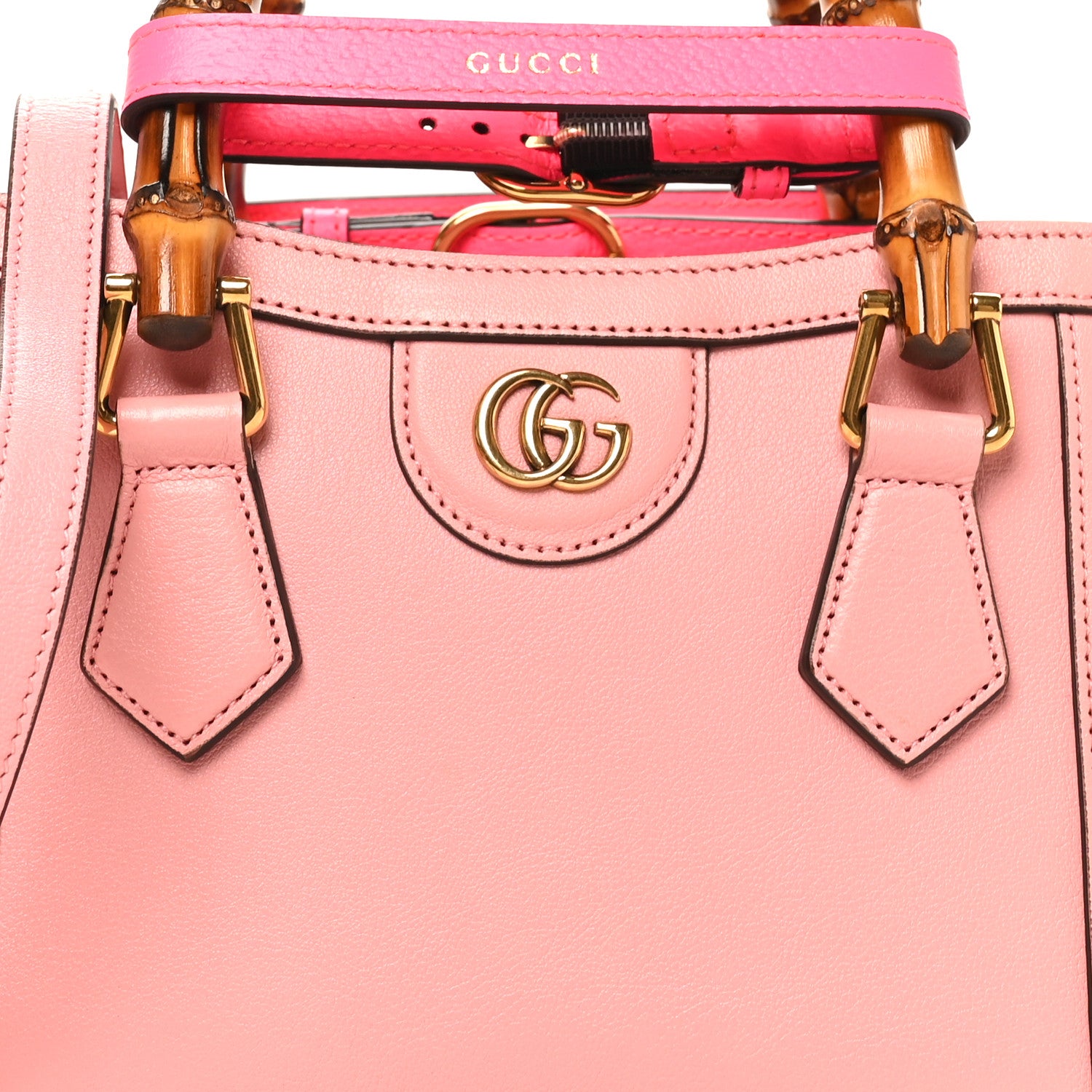 Gucci Wonka Grain Calfskin Mini Diana Tote Bag Wild Rose Fuxia Fluo 8 of 11