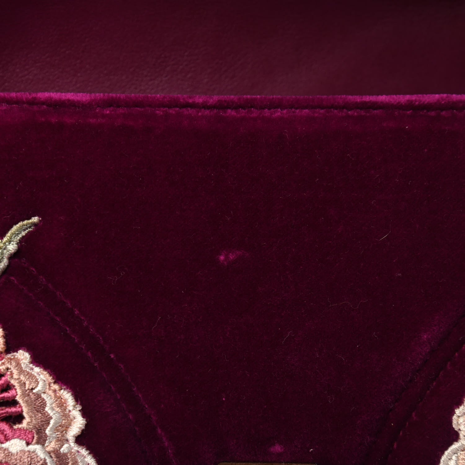 Gucci Velvet Matelasse Embroidered Small GG Marmont Shoulder Bag Fuchsia Violet Cyclamen 5 of 5