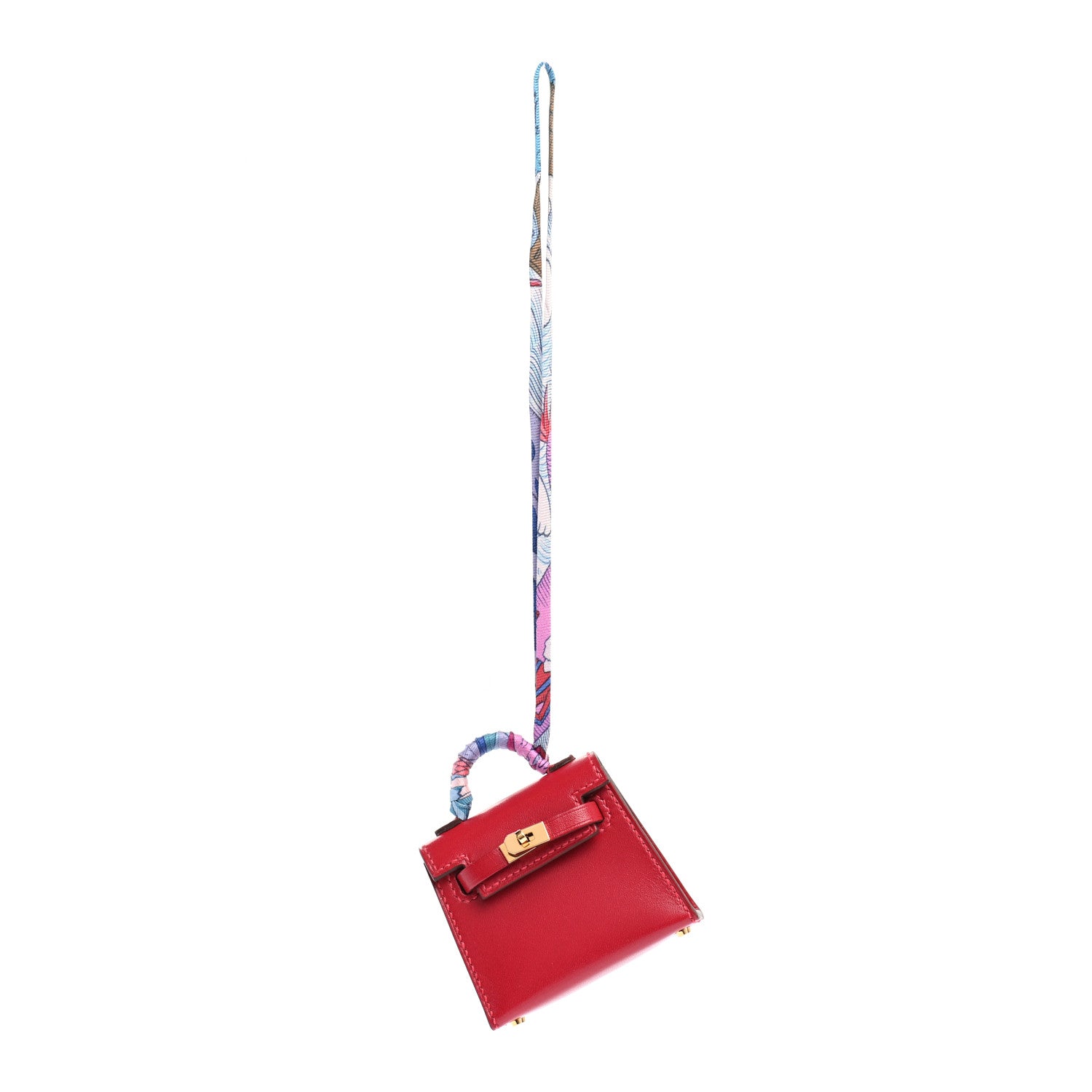 Hermes Tadelakt Mini Kelly Twilly Bag Charm Rouge Vif 1 of 7