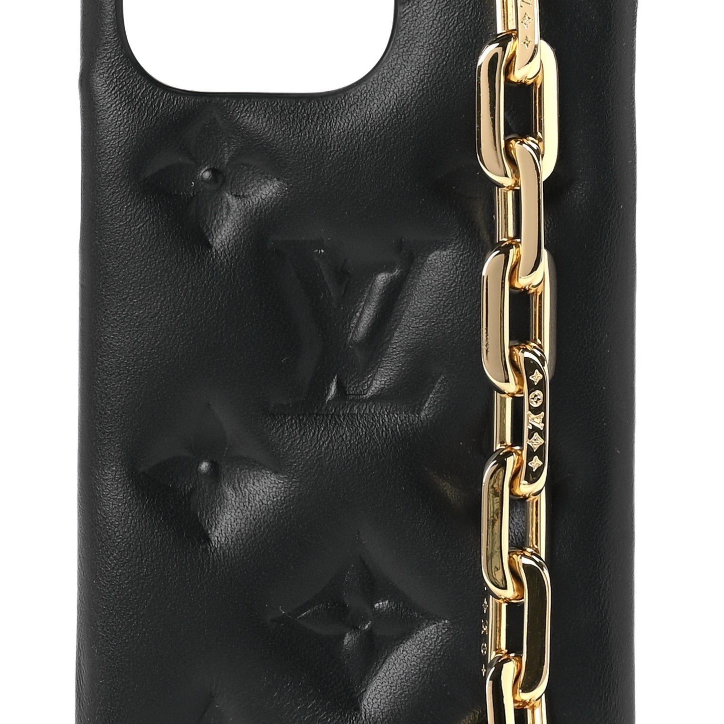 Lambskin Embossed Monogram Coussin iPhone 13 Pro Bumper Black