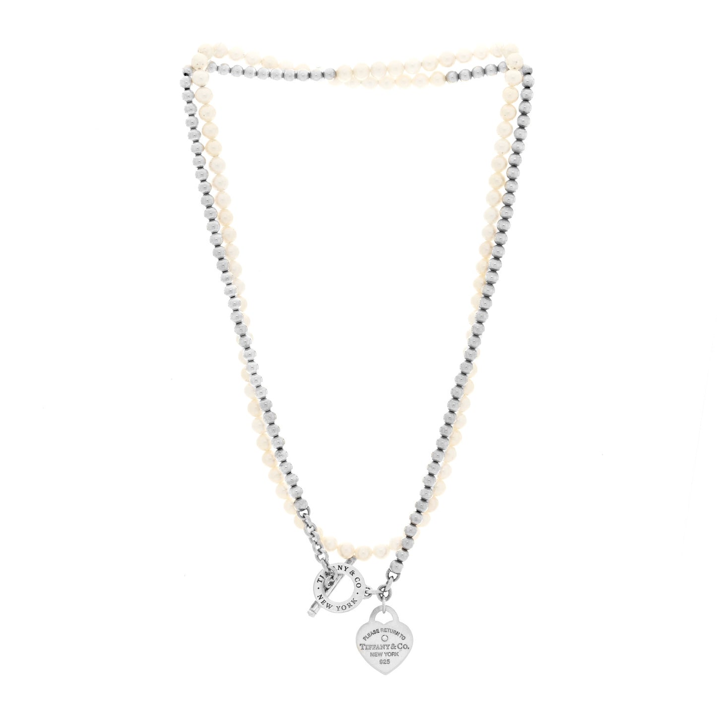 Sterling Silver Diamond Cultured Pearl Return to Tiffany Wrap Necklace