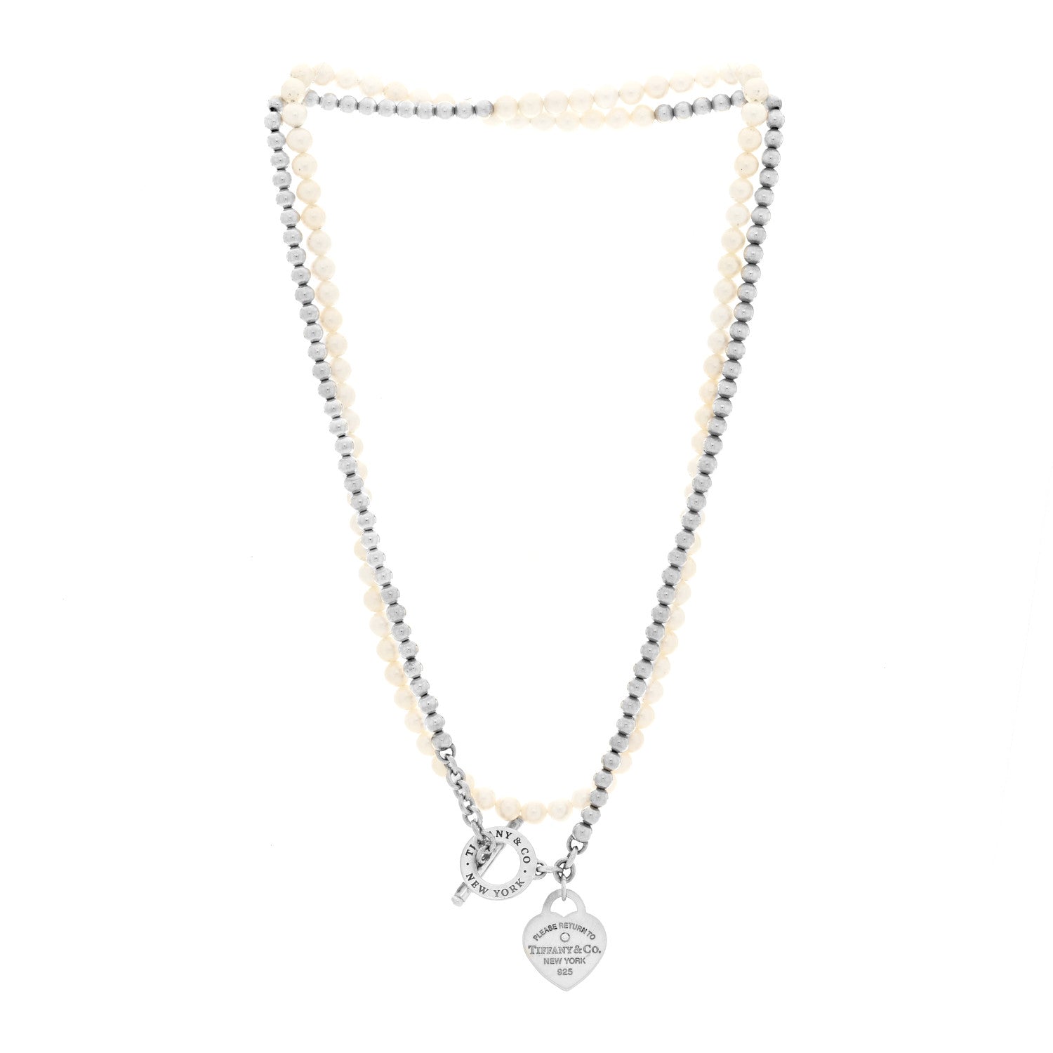 Tiffany Sterling Silver Diamond Cultured Pearl Return to Tiffany Wrap Necklace 3 of 4