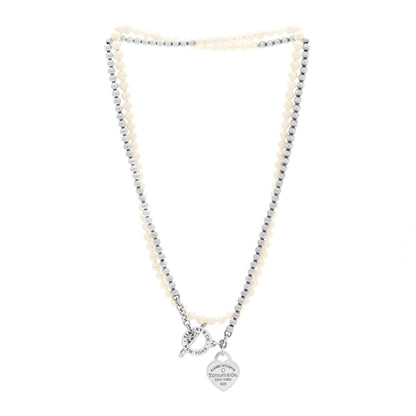 Tiffany Sterling Silver Diamond Cultured Pearl Return to Tiffany Wrap Necklace 3 of 4