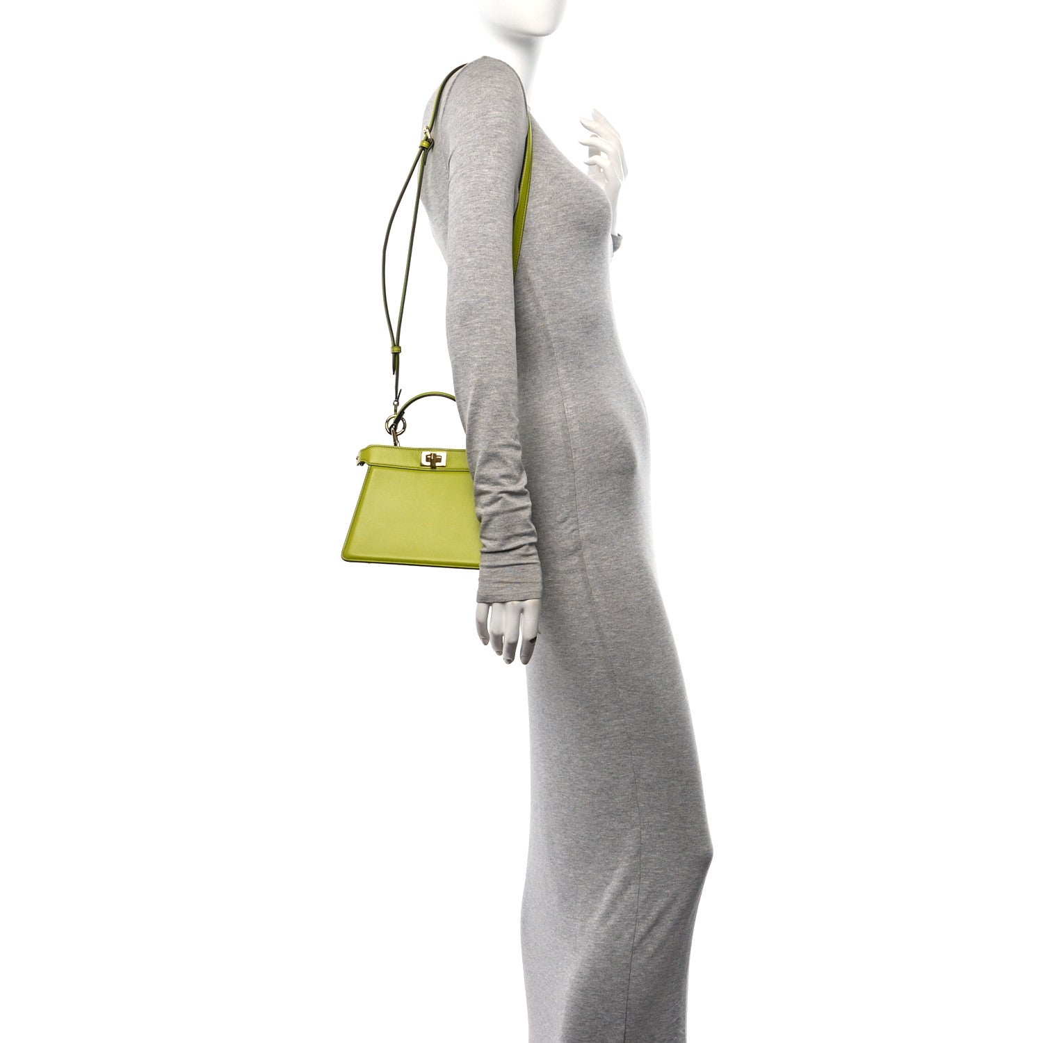 Fendi Shiny Nappa Petite Peekaboo I SEE U Satchel Wasabi 2 of 11