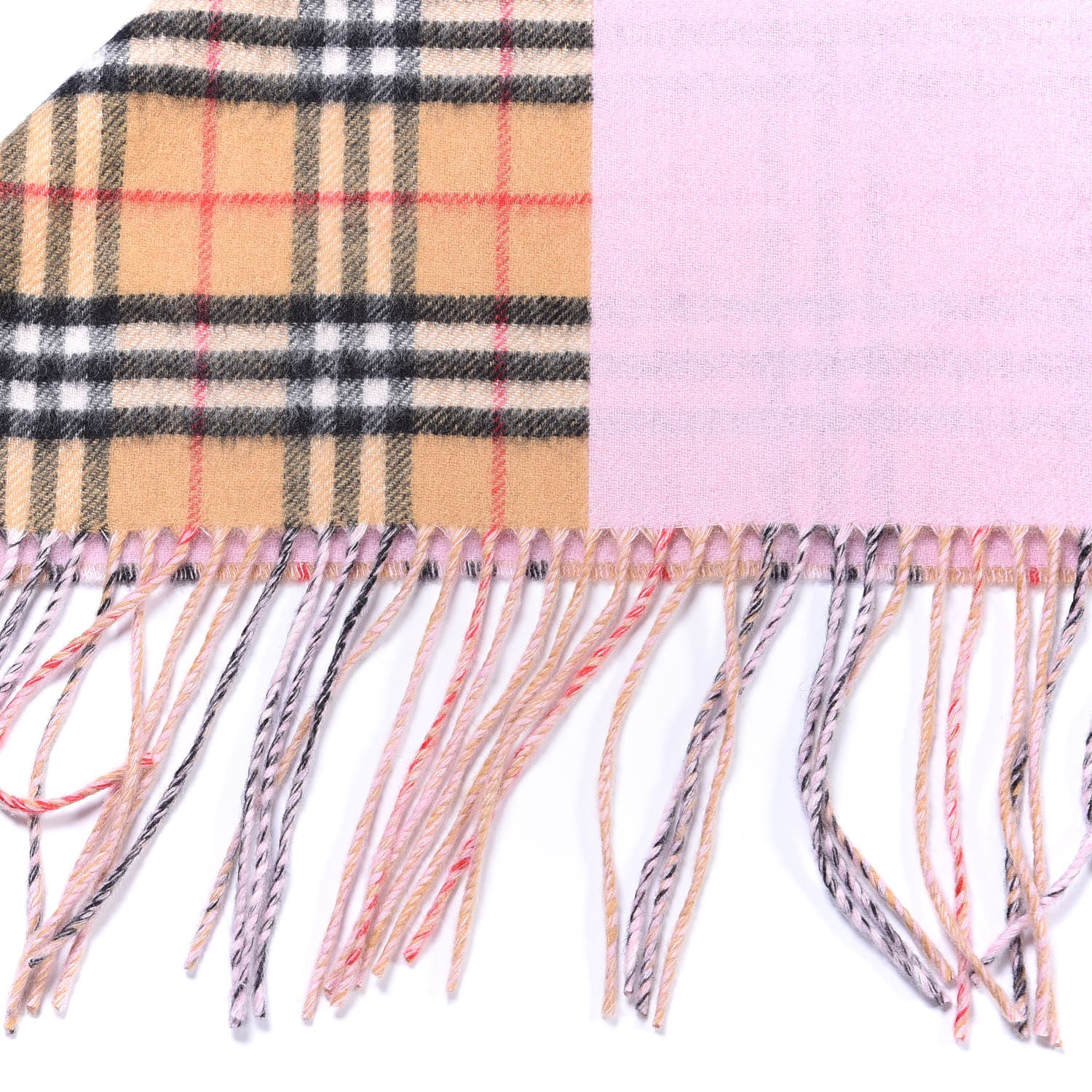 Burberry Cashmere Fluorescent Vintage Check Bandana Scarf Bright Peony 3 of 3