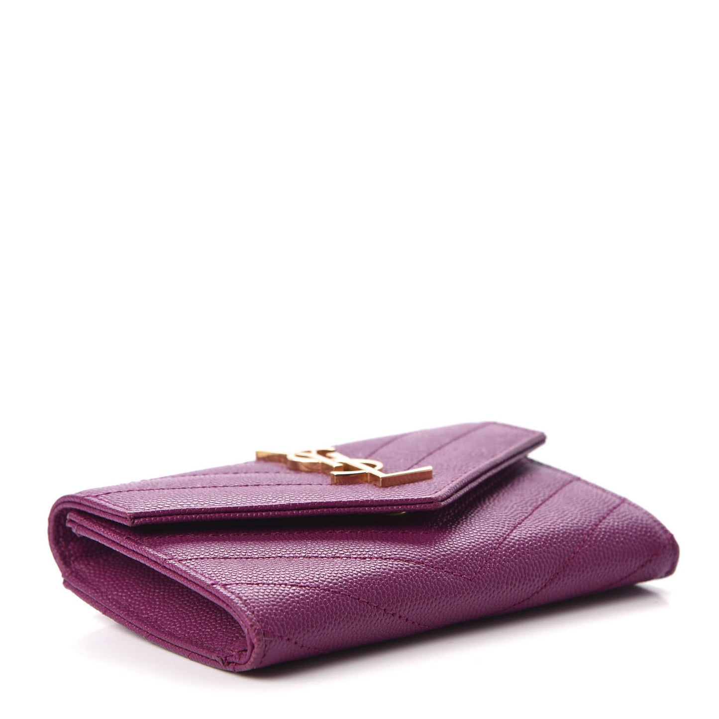 Grain De Poudre Matelasse Chevron Small Monogram Envelope Wallet Dark Grape