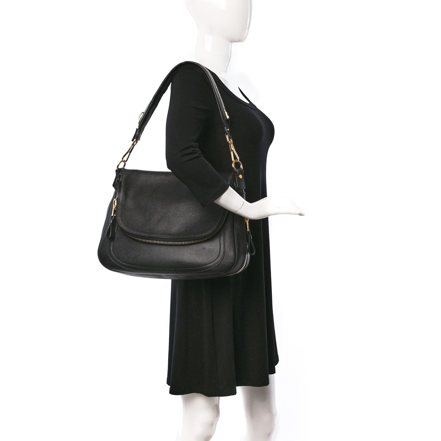 Tom Ford Pebbled Calfskin Medium Jennifer Black 2 of 8