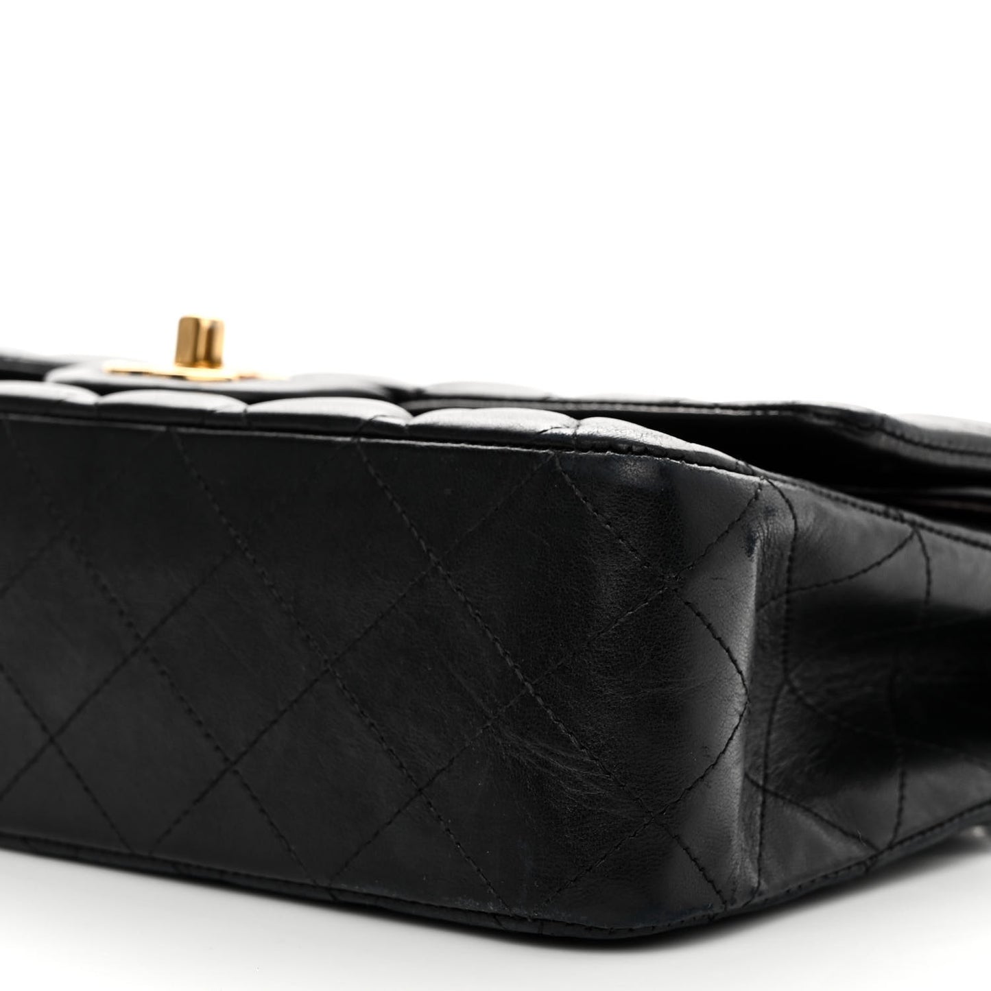 Lambskin Quilted Medium Double Flap Black