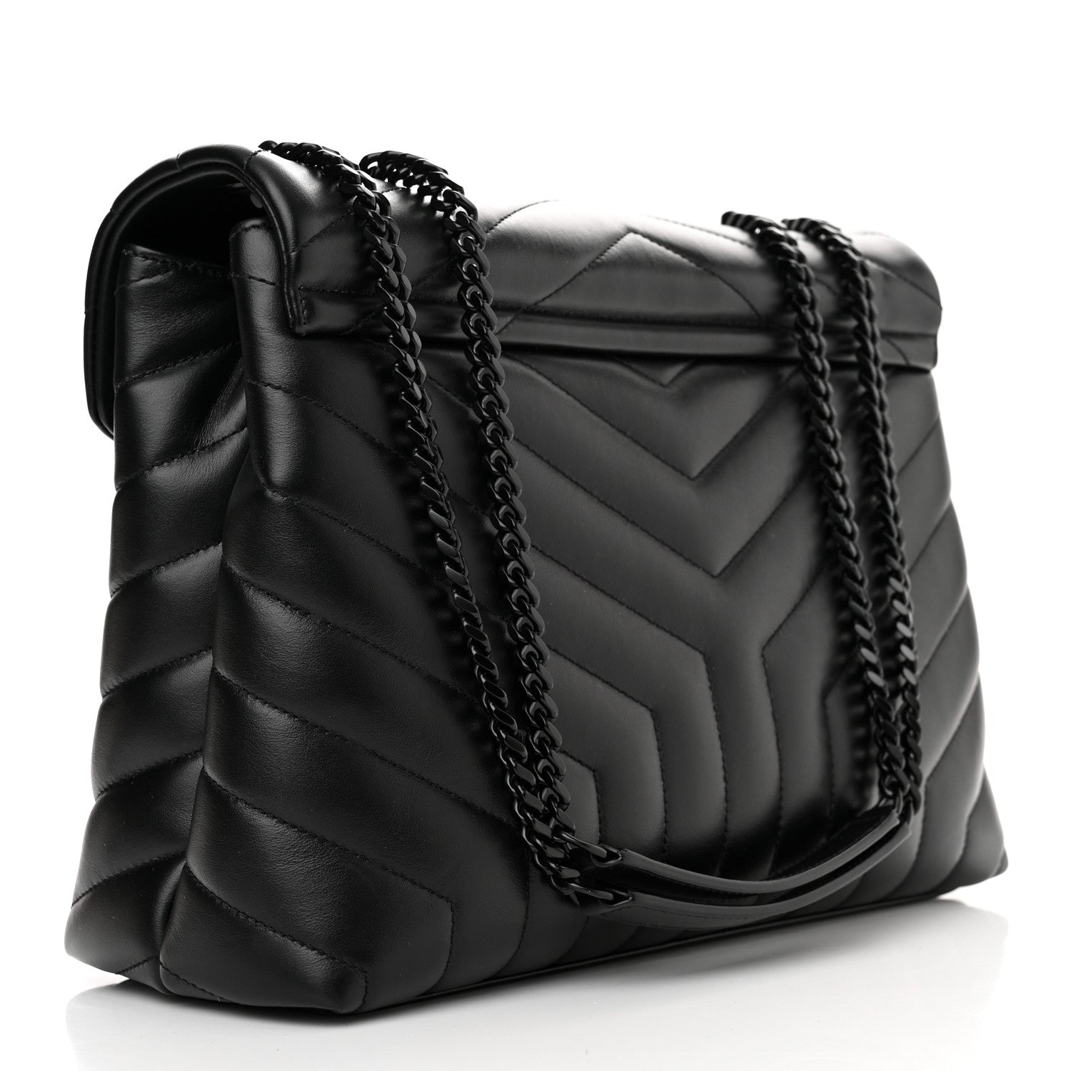 Saint Laurent Calfskin Y Quilted Monogram Monochrome Medium Loulou Chain Satchel Black 2 of 10