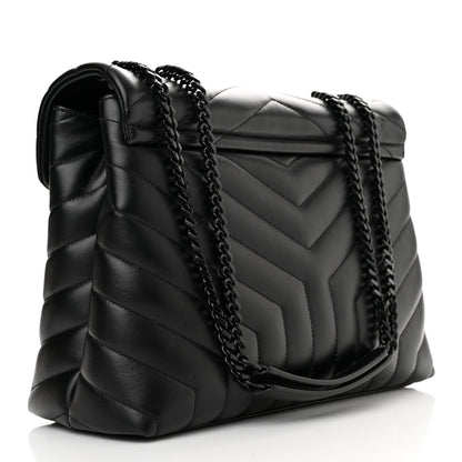 Saint Laurent Calfskin Y Quilted Monogram Monochrome Medium Loulou Chain Satchel Black 2 of 10
