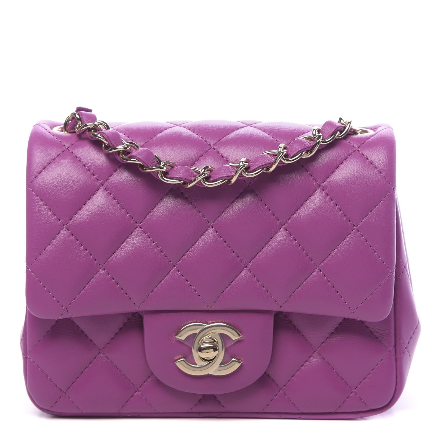 Chanel Lambskin Quilted Mini Square Flap Purple 1 of 11