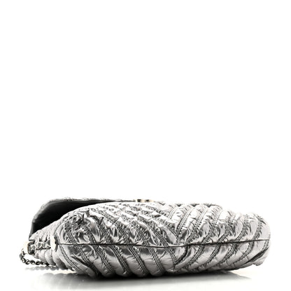 Chanel Metallic Chevron Quilted Space Suit Flap Dark Grey 4 of 11