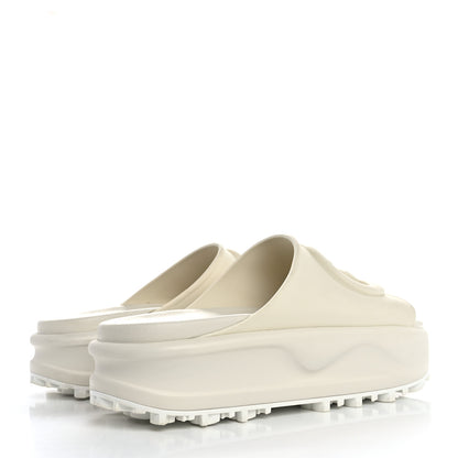 Gucci Soft Rubber Womens Interlocking G Platform 42mm Slide Sandals 39 Off White 4 of 11