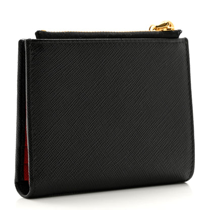 Prada Saffiano Small Robot Compact Wallet Black Fuoco 3 of 6