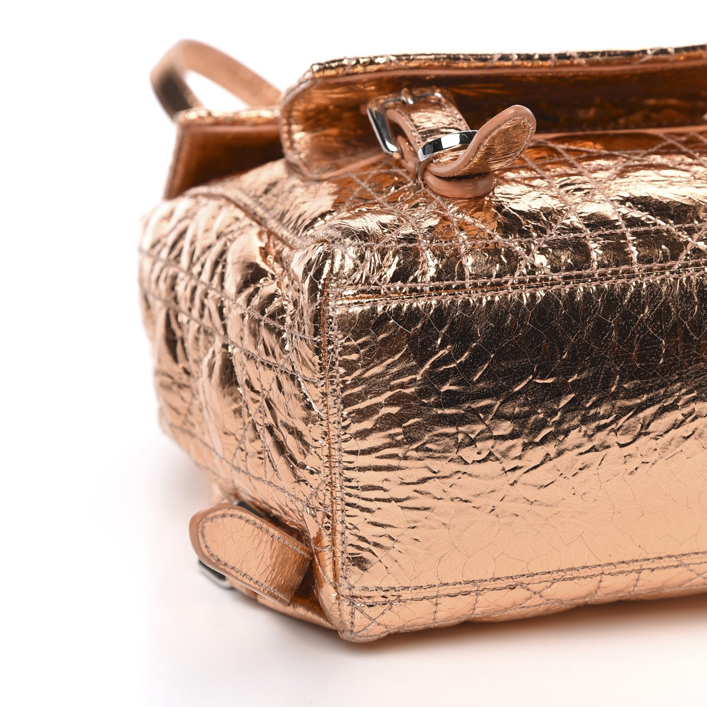 Ceramic Effect Deerskin Cannage Small Stardust Backpack Gold