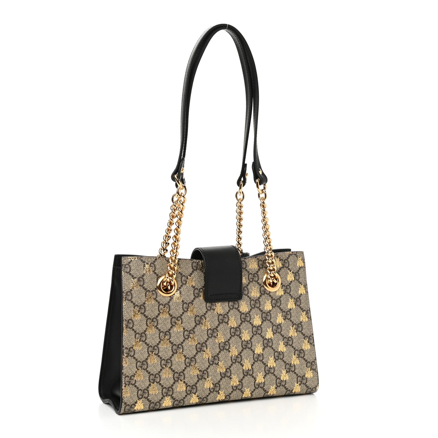 Gucci GG Supreme Monogram Bees Small Padlock Tote Beige Oro Black 3 of 10