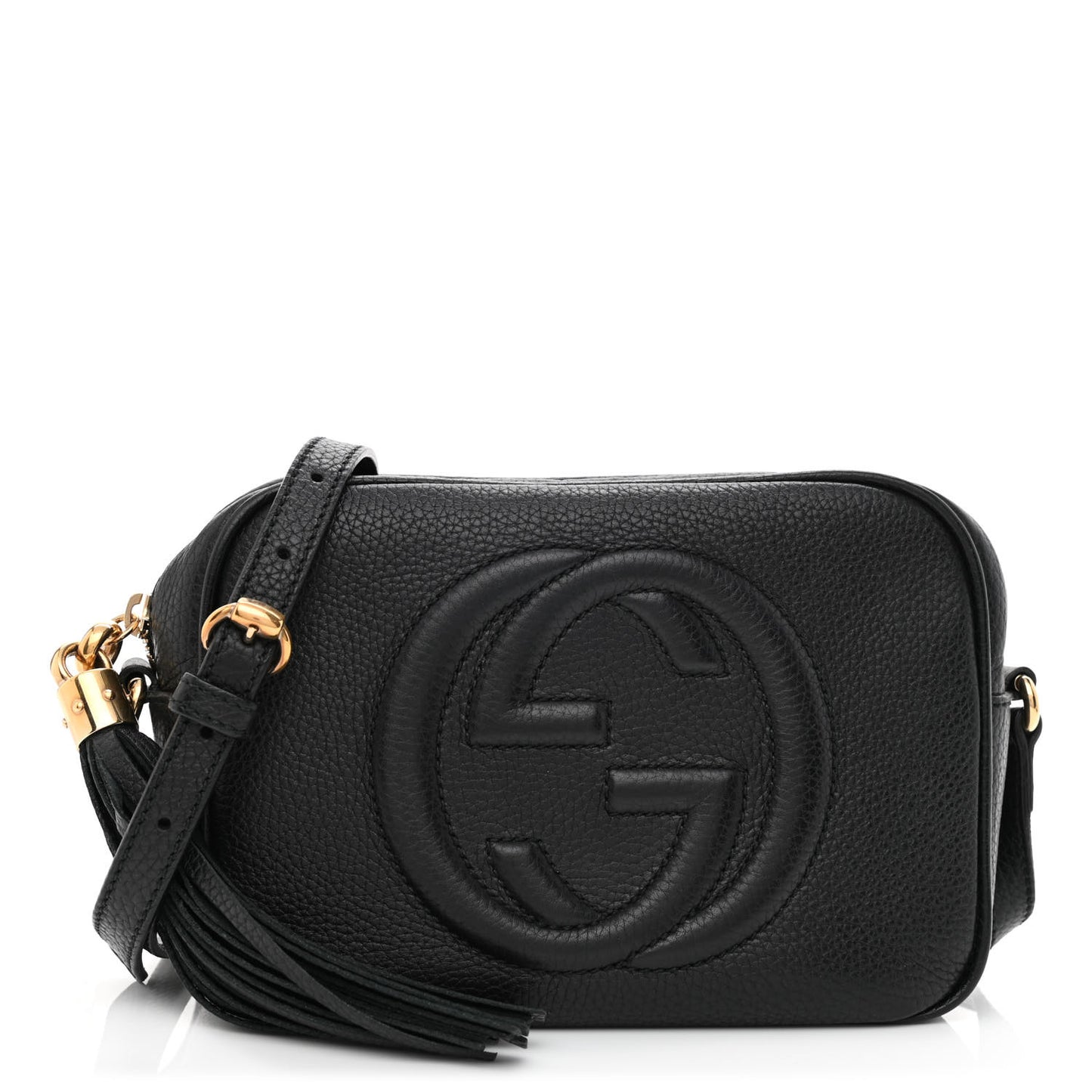 Pebbled Calfskin Small Soho Disco Bag Black