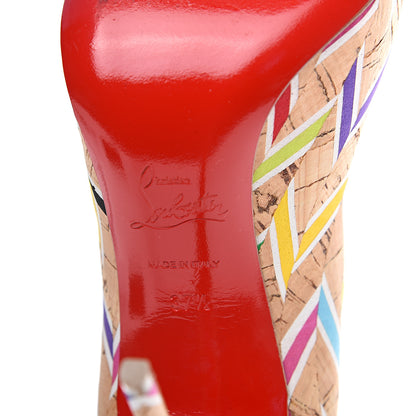 Christian Louboutin Cork Chevron Print Pigalle Follies 100 Pumps 37.5 Multicolor 6 of 9