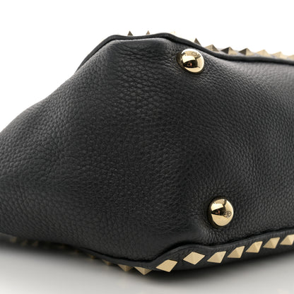 Valentino Garavani Grained Calfskin Small Rockstud Tote Black 8 of 9