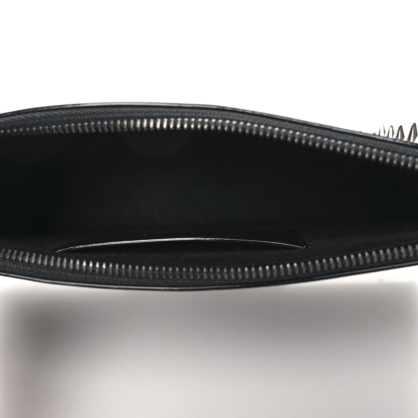 Calfskin Skull Four RIng Zip Pouch Black