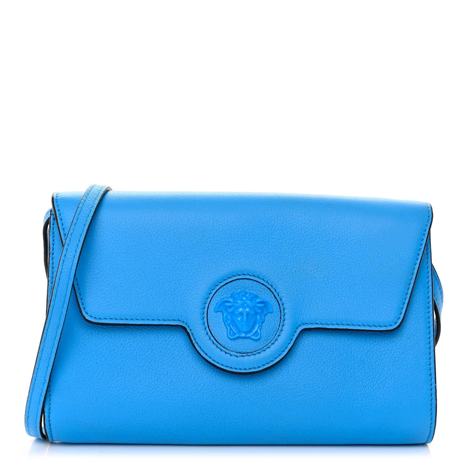 Versace Grained Calfskin La Medusa Crossbody Bag DV Blue 1 of 9