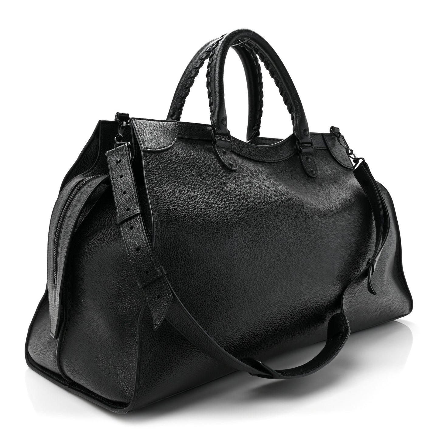 Grained Calfskin Neo Classic Black Hardware Large Top Handle Bag Black