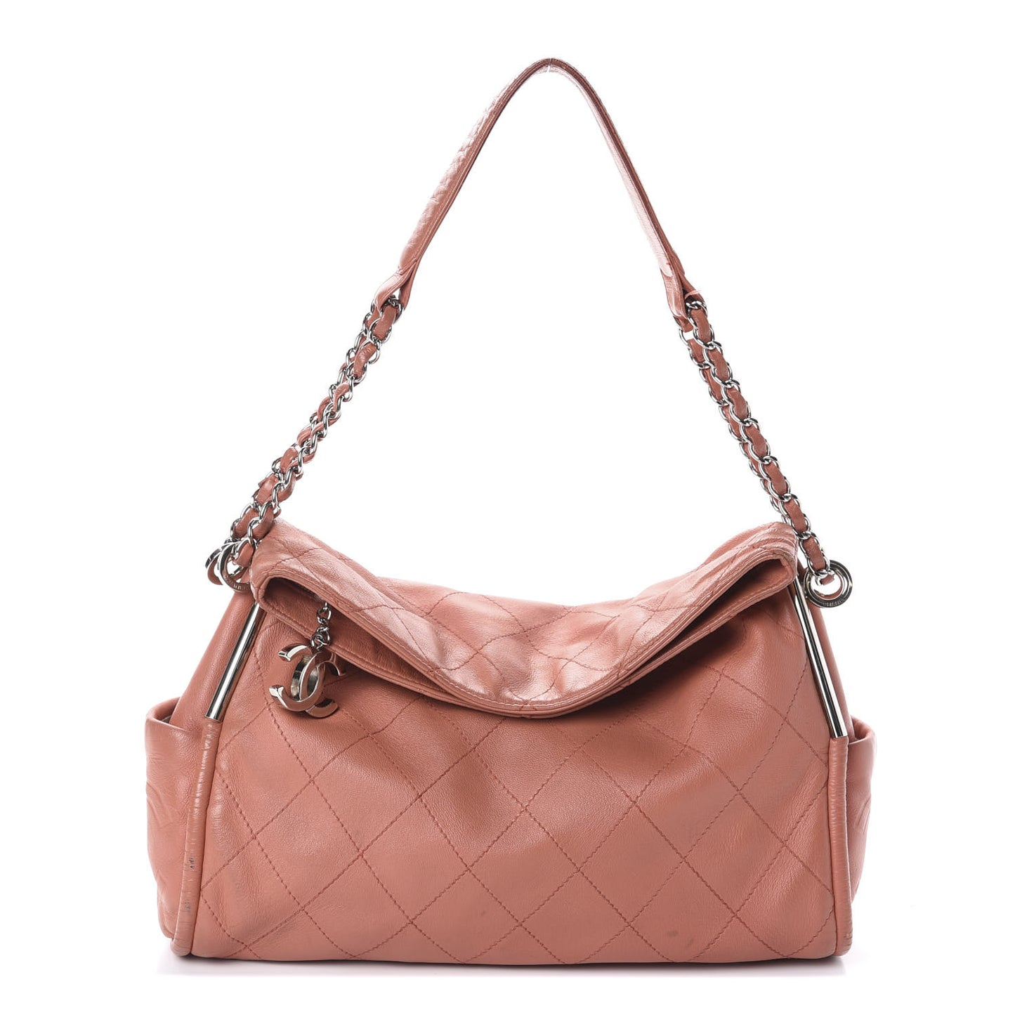 Lambskin Stitched Medium Ultimate Soft Tote Coral